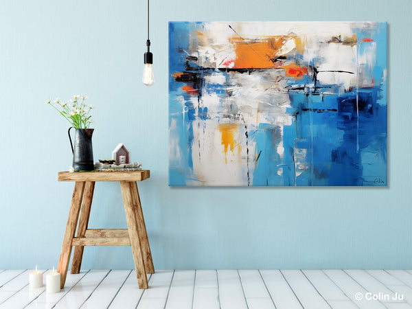 Abstract Paintings Behind Sofa, Acrylic Paintings for Bedroom, Hand Painted Canvas Art, Original Canvas Wall Art, Buy Paintings Online-Silvia Home Craft
