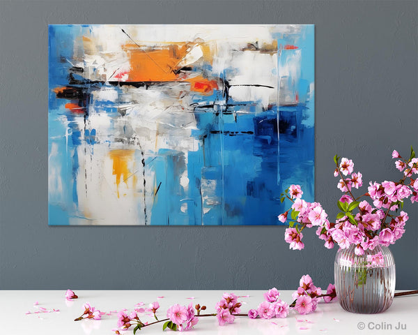 Abstract Paintings Behind Sofa, Acrylic Paintings for Bedroom, Hand Painted Canvas Art, Original Canvas Wall Art, Buy Paintings Online-Silvia Home Craft