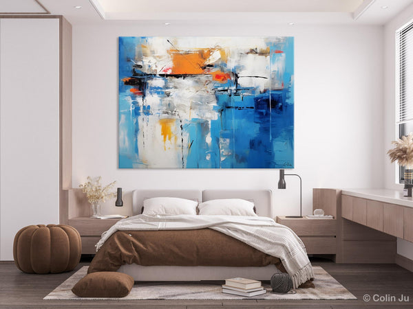 Abstract Paintings Behind Sofa, Acrylic Paintings for Bedroom, Hand Painted Canvas Art, Original Canvas Wall Art, Buy Paintings Online-Silvia Home Craft