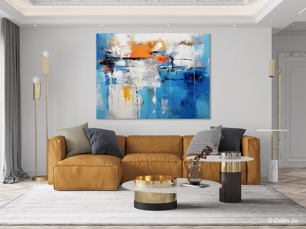 Abstract Paintings Behind Sofa, Acrylic Paintings for Bedroom, Hand Painted Canvas Art, Original Canvas Wall Art, Buy Paintings Online-Silvia Home Craft
