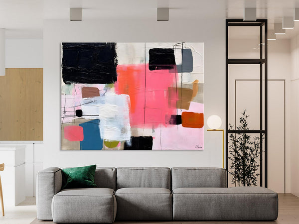 Contemporary Abstract Art, Bedroom Canvas Art Ideas, Simple Modern Art, Large Original Paintings for Sale, Buy Large Paintings Online-Silvia Home Craft
