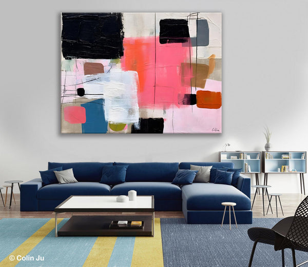Contemporary Abstract Art, Bedroom Canvas Art Ideas, Simple Modern Art, Large Original Paintings for Sale, Buy Large Paintings Online-Silvia Home Craft
