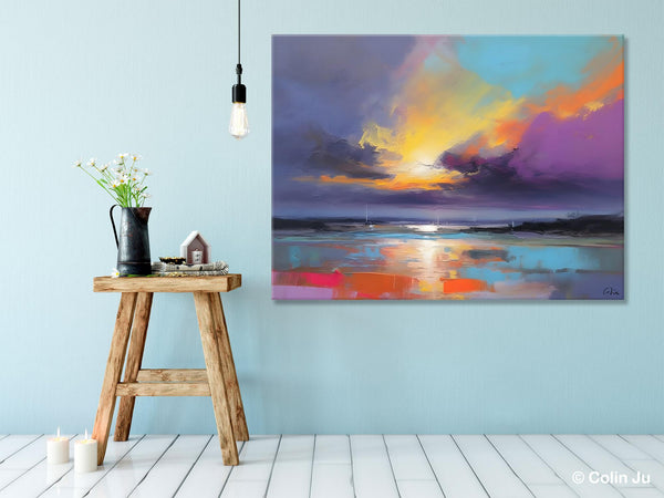Landscape Painting on Canvas, Hand Painted Canvas Art, Abstract Landscape Artwork, Contemporary Wall Art Paintings, Extra Large Original Art-Silvia Home Craft