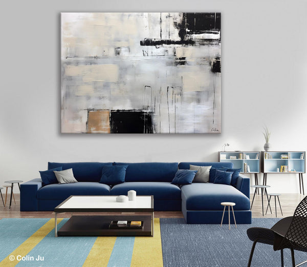 Large Original Abstract Wall Art, Simple Modern Art, Contemporary Acrylic Paintings, Oversized Paintings on Canvas, Large Canvas Paintings for Living Room-Silvia Home Craft
