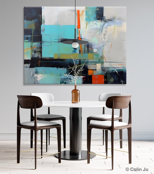 Contemporary Canvas Artwork, Large Modern Acrylic Painting, Abstract Wall Art for Dining Room, Original Hand Painted Wall Art Paintings-Silvia Home Craft