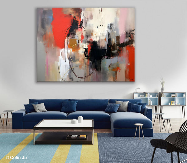 Large Wall Art Paintings Behind Sofa, Acrylic Paintings on Canvas, Original Acrylic Paintings, Modern Canvas Paintings, Hand Painted Canvas Art-Silvia Home Craft