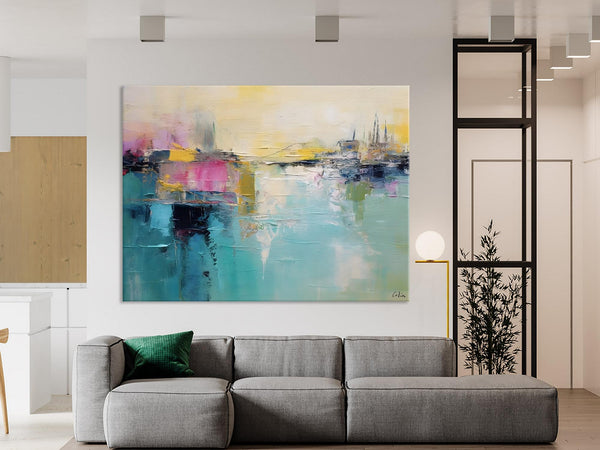 Acrylic Paintings Behind Sofa, Abstract Paintings for Bedroom, Contemporary Canvas Wall Art, Original Hand Painted Canvas Art, Buy Paintings Online-Silvia Home Craft