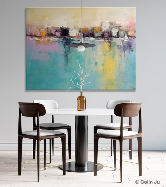 Contemporary Abstract Art for Dining Room, Sail Boat Abstract Paintings, Living Room Canvas Art Ideas, Large Landscape Painting, Simple Modern Art-Silvia Home Craft