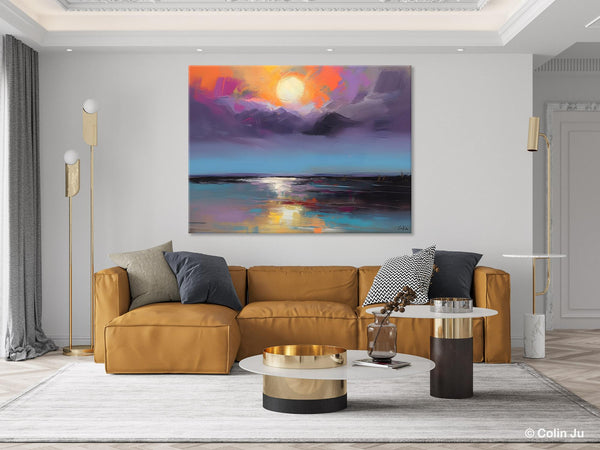 Abstract Landscape Painting on Canvas, Hand Painted Canvas Art, Contemporary Wall Art Paintings for Living Room, Huge Original Art-Silvia Home Craft
