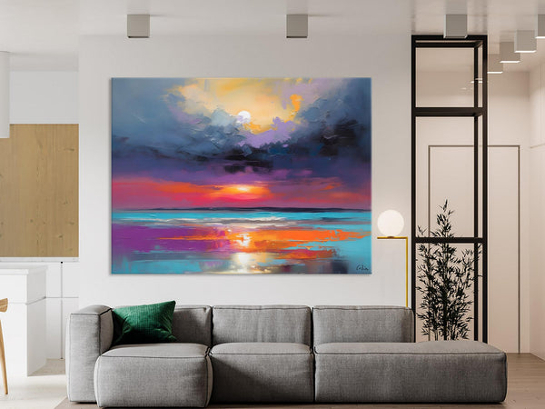 Original Abstract Art, Hand Painted Canvas Art, Large Abstract Painting for Living Room, Landscape Canvas Art, Large Landscape Acrylic Art-Silvia Home Craft