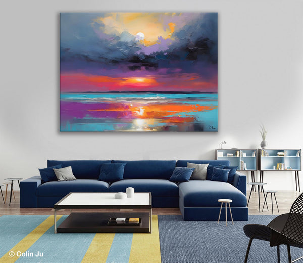 Original Abstract Art, Hand Painted Canvas Art, Large Abstract Painting for Living Room, Landscape Canvas Art, Large Landscape Acrylic Art-Silvia Home Craft