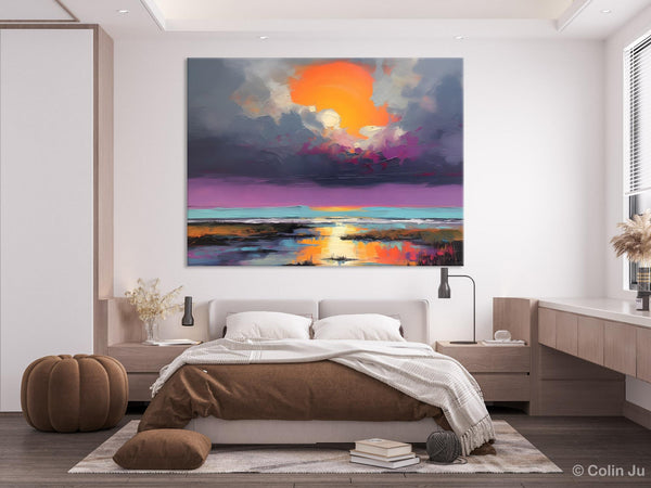 Heavy Texture Paintings, Original Landscape Painting, Large Landscape Painting for Living Room, Bedroom Wall Art Ideas, Modern Paintings for Dining Room-Silvia Home Craft