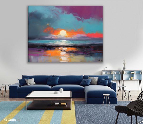 Contemporary Wall Art Paintings, Abstract Landscape Paintings for Living Room, Landscape Canvas Art, Large Acrylic Paintings on Canvas-Silvia Home Craft