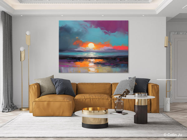 Contemporary Wall Art Paintings, Abstract Landscape Paintings for Living Room, Landscape Canvas Art, Large Acrylic Paintings on Canvas-Silvia Home Craft