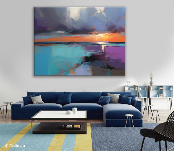 Living Room Abstract Paintings, Original Landscape Abstract Painting, Simple Wall Art Ideas, Extra Large Landscape Canvas Paintings, Buy Art Online-Silvia Home Craft