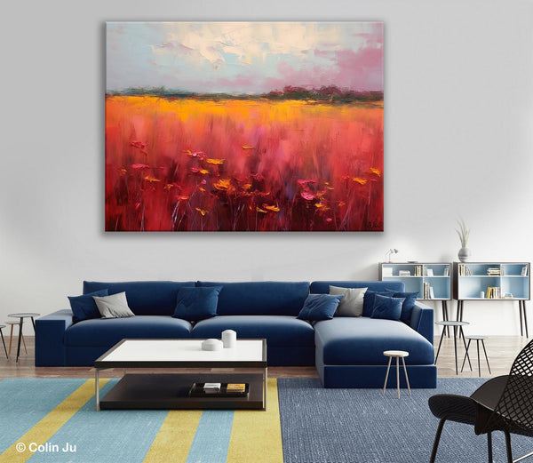 Original Landscape Paintings, Oversized Modern Wall Art Paintings, Modern Acrylic Artwork on Canvas, Large Abstract Painting for Living Room-Silvia Home Craft