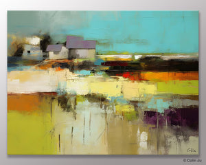 Simple Abstract Art, Landscape Canvas Painting, Bedroom Wall Art Paintings, Acrylic Painting on Canvas, Large Original Canvas Painting-Silvia Home Craft