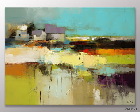 Simple Abstract Art, Landscape Canvas Painting, Bedroom Wall Art Paintings, Acrylic Painting on Canvas, Large Original Canvas Painting-Silvia Home Craft
