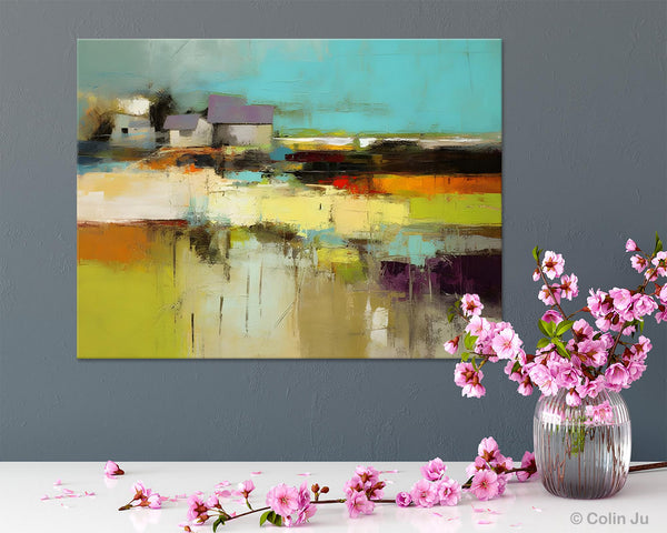 Simple Abstract Art, Landscape Canvas Painting, Bedroom Wall Art Paintings, Acrylic Painting on Canvas, Large Original Canvas Painting-Silvia Home Craft