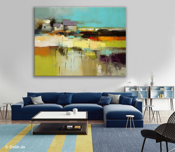 Simple Abstract Art, Landscape Canvas Painting, Bedroom Wall Art Paintings, Acrylic Painting on Canvas, Large Original Canvas Painting-Silvia Home Craft