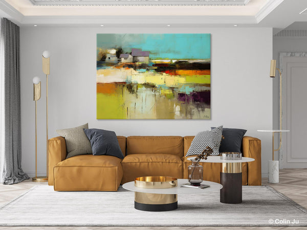 Simple Abstract Art, Landscape Canvas Painting, Bedroom Wall Art Paintings, Acrylic Painting on Canvas, Large Original Canvas Painting-Silvia Home Craft