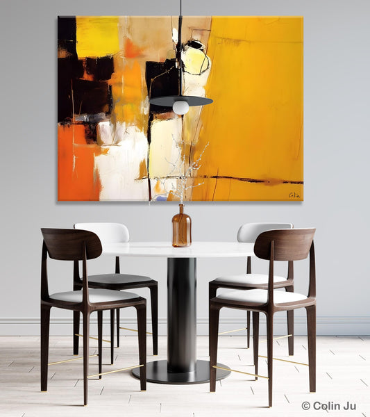 Simple Modern Paintings for Living Room, Original Abstract Paintings, Yellow Abstract Contemporary Art, Acrylic Painting on Canvas, Hand Painted Canvas Art-Silvia Home Craft