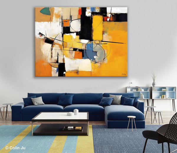 Acrylic Abstract Painting Behind Sofa, Large Original Painting on Canvas, Acrylic Painting for Sale, Living Room Wall Art Paintings, Buy Paintings Online-Silvia Home Craft