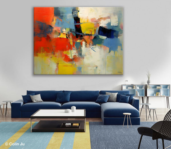 Acrylic Paintings on Canvas, Large Paintings Behind Sofa, Palette Knife Paintings, Abstract Painting for Living Room, Original Modern Paintings-Silvia Home Craft
