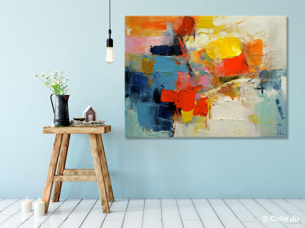 Abstract Acrylic Paintings for Living Room, Original Modern Contemporary Artwork, Buy Paintings Online, Oversized Canvas Artwork-Silvia Home Craft