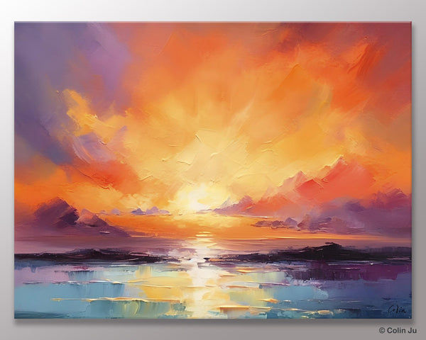Large Art Painting for Living Room, Original Landscape Canvas Art, Oversized Landscape Wall Art Paintings, Contemporary Acrylic Painting on Canvas-Silvia Home Craft