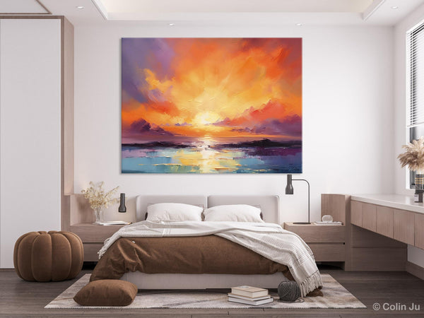 Large Art Painting for Living Room, Original Landscape Canvas Art, Oversized Landscape Wall Art Paintings, Contemporary Acrylic Painting on Canvas-Silvia Home Craft