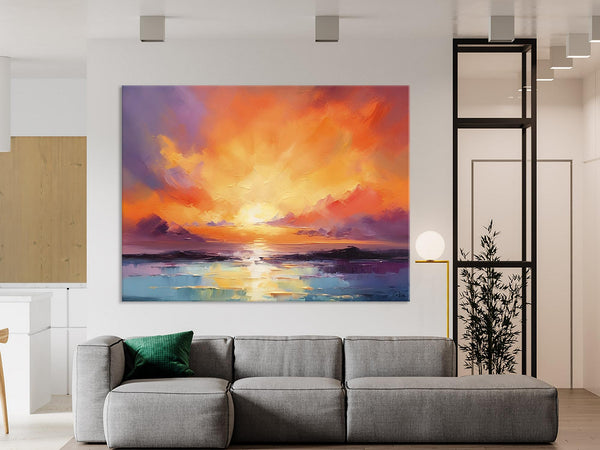 Large Art Painting for Living Room, Original Landscape Canvas Art, Oversized Landscape Wall Art Paintings, Contemporary Acrylic Painting on Canvas-Silvia Home Craft