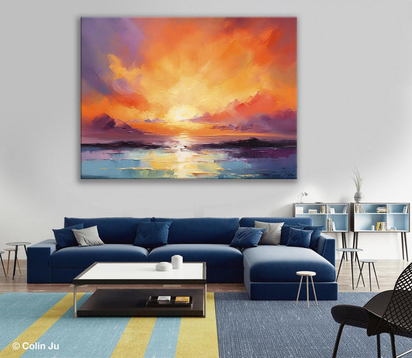 Large Art Painting for Living Room, Original Landscape Canvas Art, Oversized Landscape Wall Art Paintings, Contemporary Acrylic Painting on Canvas-Silvia Home Craft