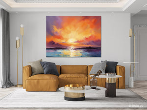 Large Art Painting for Living Room, Original Landscape Canvas Art, Oversized Landscape Wall Art Paintings, Contemporary Acrylic Painting on Canvas-Silvia Home Craft