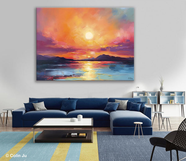 Simple Wall Art Ideas, Original Landscape Abstract Painting, Dining Room Abstract Paintings, Large Landscape Canvas Paintings, Buy Art Online-Silvia Home Craft