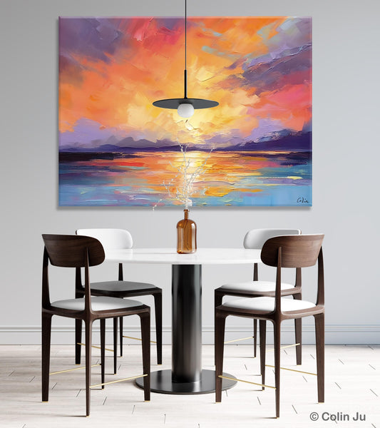 Modern Acrylic Artwork, Original Landscape Wall Art Paintings, Oversized Modern Canvas Paintings, Large Abstract Painting for Dining Room-Silvia Home Craft