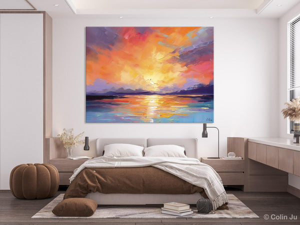 Modern Acrylic Artwork, Original Landscape Wall Art Paintings, Oversized Modern Canvas Paintings, Large Abstract Painting for Dining Room-Silvia Home Craft