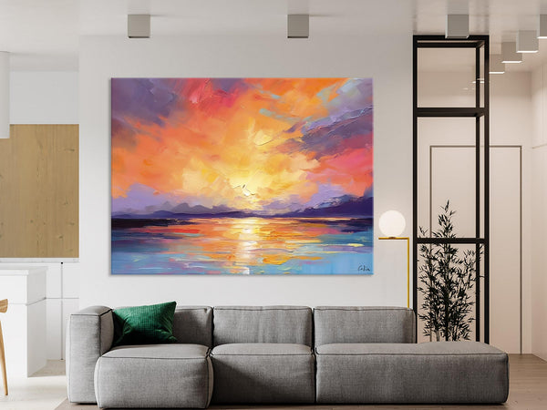 Modern Acrylic Artwork, Original Landscape Wall Art Paintings, Oversized Modern Canvas Paintings, Large Abstract Painting for Dining Room-Silvia Home Craft
