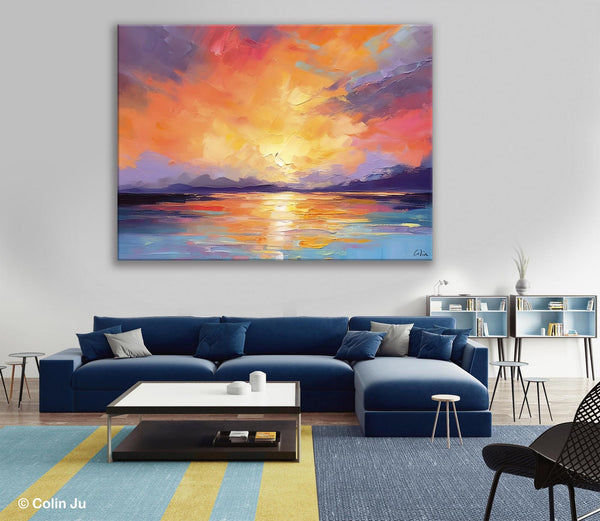 Modern Acrylic Artwork, Original Landscape Wall Art Paintings, Oversized Modern Canvas Paintings, Large Abstract Painting for Dining Room-Silvia Home Craft