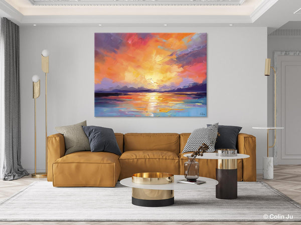 Modern Acrylic Artwork, Original Landscape Wall Art Paintings, Oversized Modern Canvas Paintings, Large Abstract Painting for Dining Room-Silvia Home Craft