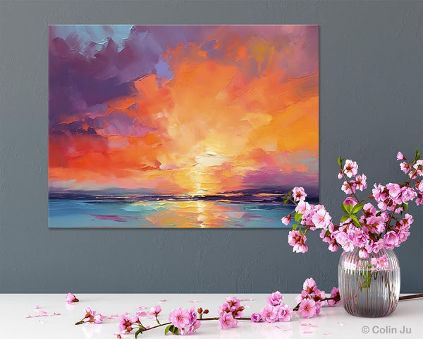 Landscape Acrylic Art, Large Abstract Painting for Living Room, Original Abstract Wall Art, Landscape Canvas Art, Hand Painted Canvas Art-Silvia Home Craft