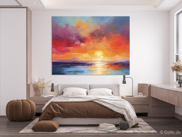 Original Abstract Wall Art, Landscape Acrylic Art, Large Abstract Painting for Living Room, Landscape Canvas Art, Hand Painted Canvas Art-Silvia Home Craft