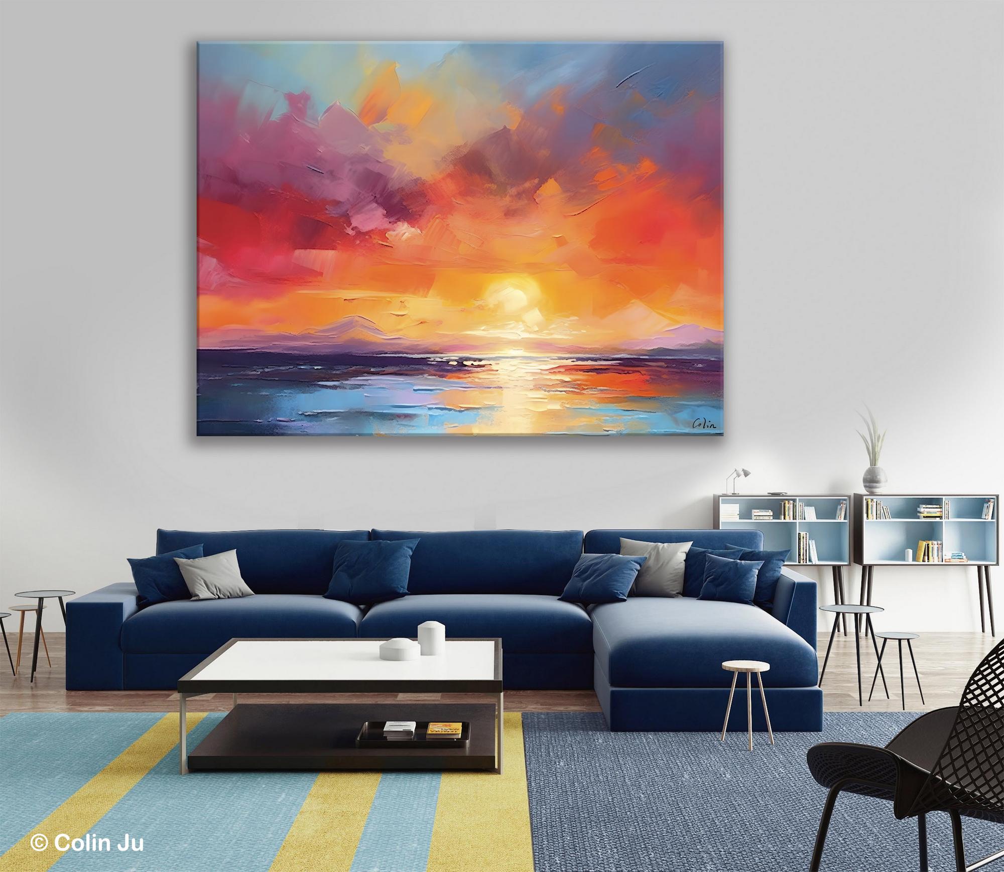 Original Abstract Wall Art, Landscape Acrylic Art, Large Abstract Painting for Living Room, Landscape Canvas Art, Hand Painted Canvas Art-Silvia Home Craft