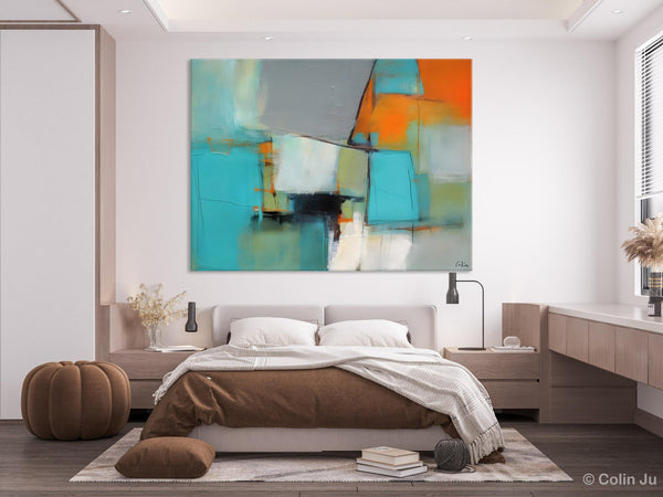 Dining Room Canvas Painting, Original Modern Acrylic Paintings, Contemporary Abstract Artwork, Large Canvas Painting for Office-Silvia Home Craft