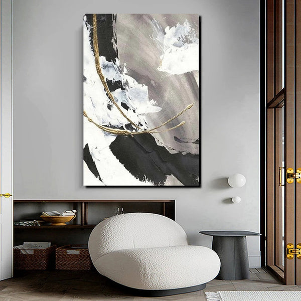 Large Paintings for Living Room, Black Acrylic Paintings, Buy Art Online, Modern Wall Art Ideas, Contemporary Canvas Paintings-Silvia Home Craft