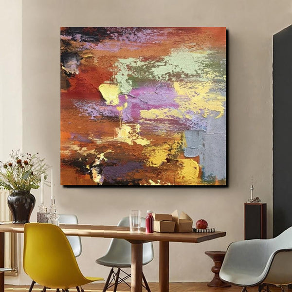 Simple Abstract Paintings, Modern Contemporary Wall Art Ideas, Living Room Acrylic Paintings, Heavy Texture Painting, Hand Painted Canvas Art-Silvia Home Craft