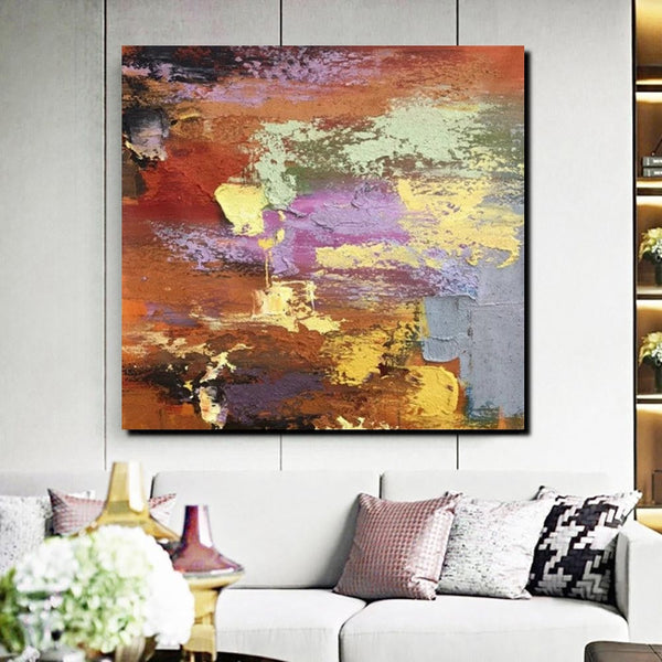 Simple Abstract Paintings, Modern Contemporary Wall Art Ideas, Living Room Acrylic Paintings, Heavy Texture Painting, Hand Painted Canvas Art-Silvia Home Craft
