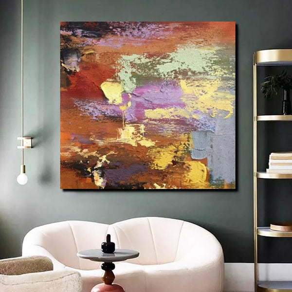 Simple Abstract Paintings, Modern Contemporary Wall Art Ideas, Living Room Acrylic Paintings, Heavy Texture Painting, Hand Painted Canvas Art-Silvia Home Craft