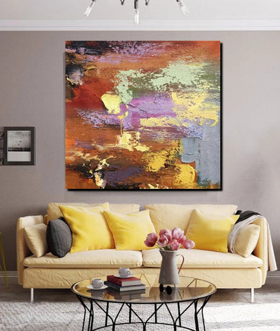 Simple Abstract Paintings, Modern Contemporary Wall Art Ideas, Living Room Acrylic Paintings, Heavy Texture Painting, Hand Painted Canvas Art-Silvia Home Craft