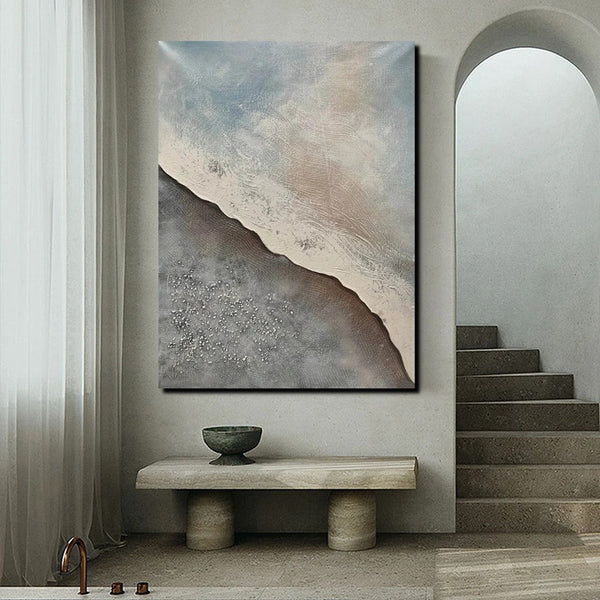 Bedroom Wall Art Ideas, Abstract Seashore Painting, Acrylic Canvas Paintings for Living Room, Simple Wall Art Ideas, Contemporary Paintings-Silvia Home Craft